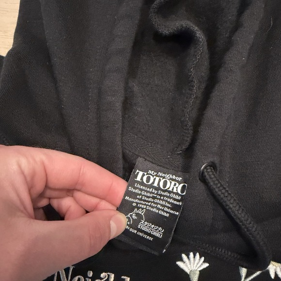 My Neighbor Totoro Hoodie 2XL Black Studio Ghibli Floral Pullover Anime Official - Picture 5 of 8